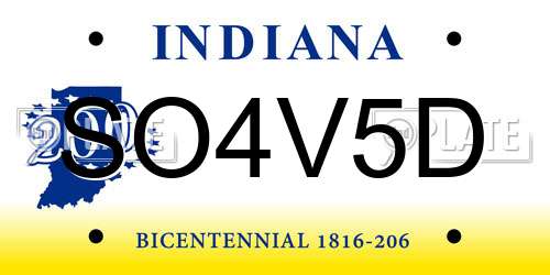 SO4V5D Indiana License Plate