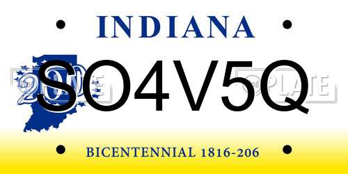 SO4V5Q Indiana License Plate