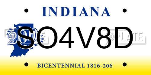 SO4V8D Indiana License Plate