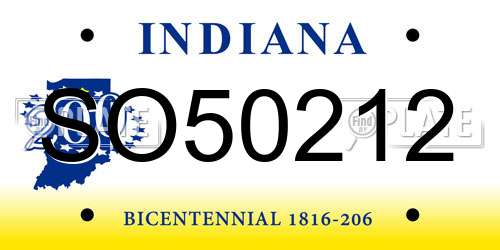 SO50212 Indiana License Plate
