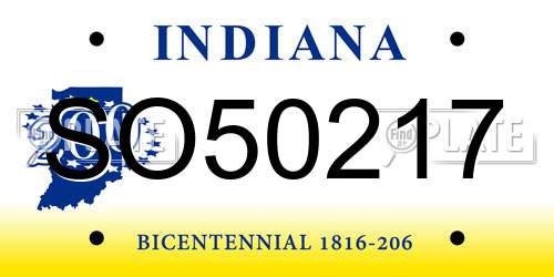 SO50217 Indiana License Plate