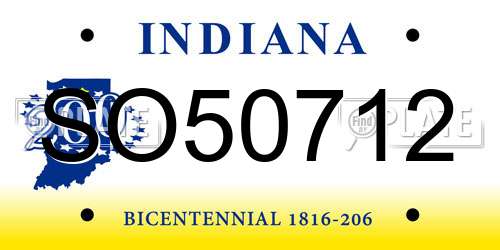 SO50712 Indiana License Plate