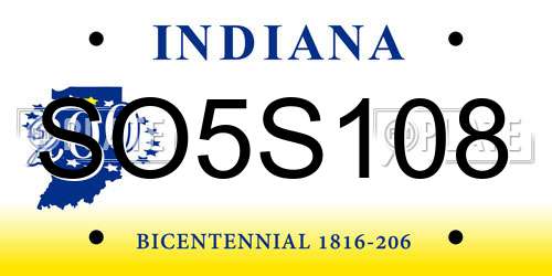 SO5S108 Indiana License Plate