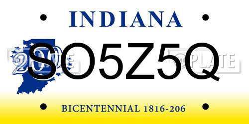 SO5Z5Q Indiana License Plate