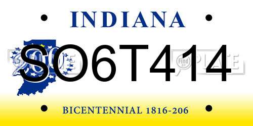 SO6T414 Indiana License Plate