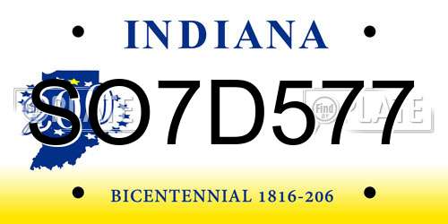 SO7D577 Indiana License Plate