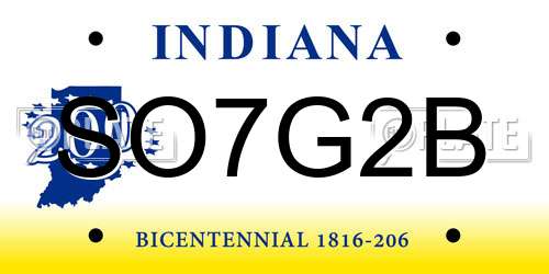 SO7G2B Indiana License Plate