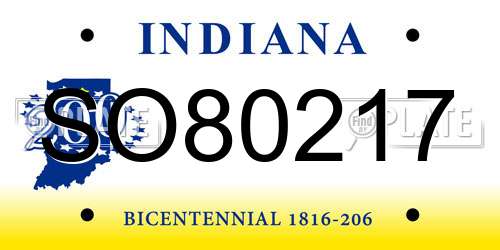 SO80217 Indiana License Plate