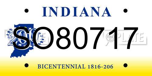 SO80717 Indiana License Plate