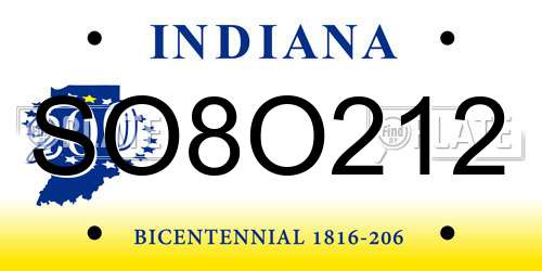 SO8O212 Indiana License Plate