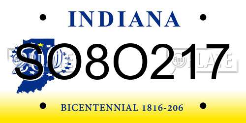 SO8O217 Indiana License Plate