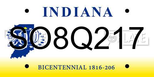 SO8Q217 Indiana License Plate