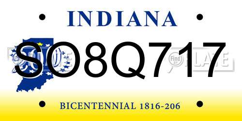 SO8Q717 Indiana License Plate
