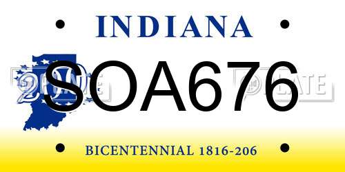 SOA676 Indiana License Plate