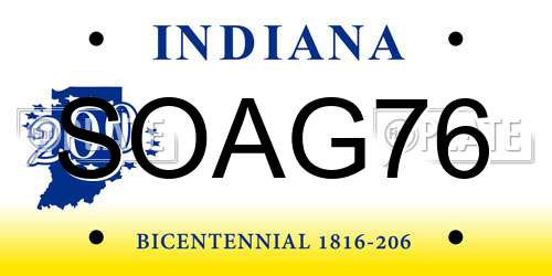 SOAG76 Indiana License Plate