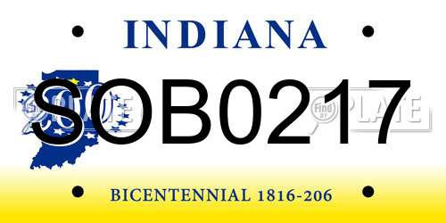 SOB0217 Indiana License Plate