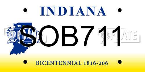 SOB711 Indiana License Plate