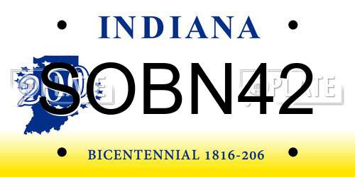 SOBN42 Indiana License Plate