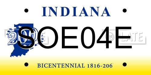 SOE04E Indiana License Plate