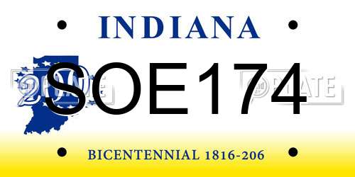 SOE174 Indiana License Plate