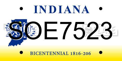 SOE7523 Indiana License Plate