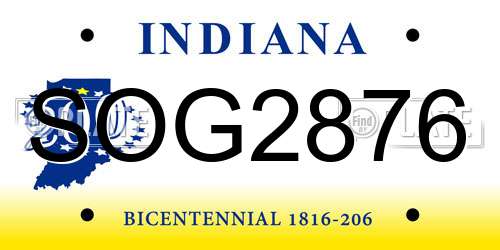 SOG2876 Indiana License Plate