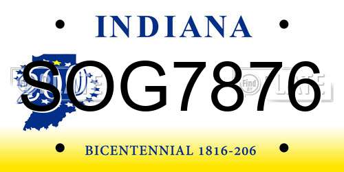 SOG7876 Indiana License Plate