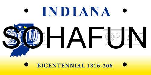 SOHAFUN Indiana License Plate