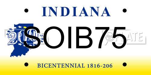 SOIB75 Indiana License Plate