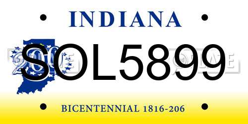 SOL5899 Indiana License Plate
