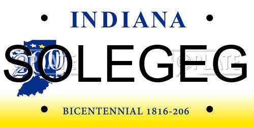 SOLEGEG Indiana License Plate