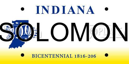 SOLOMON Indiana License Plate