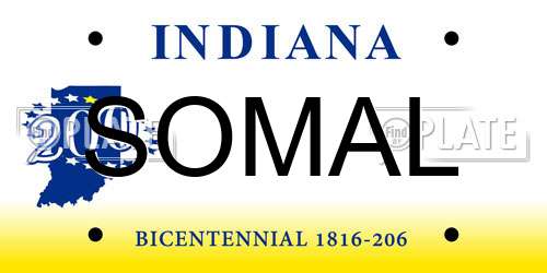SOMAL Indiana License Plate