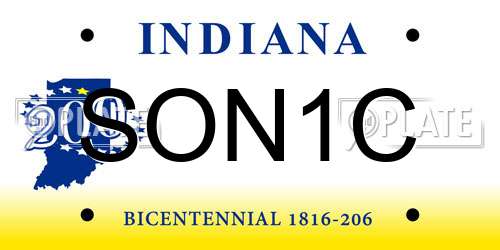 SON1C Indiana License Plate
