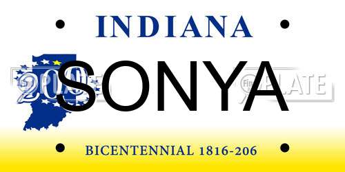 SONYA Indiana License Plate