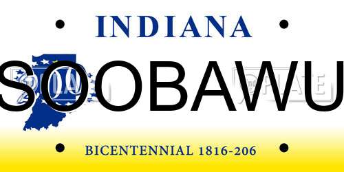 SOOBAWU Indiana License Plate