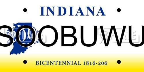 SOOBUWU Indiana License Plate