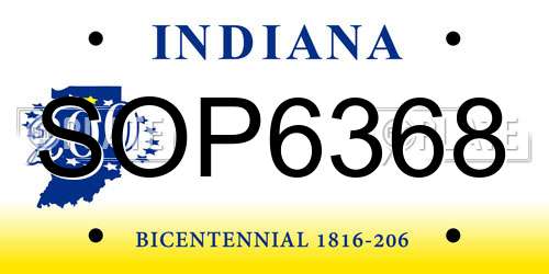 SOP6368 Indiana License Plate