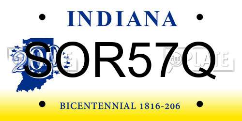 SOR57Q Indiana License Plate