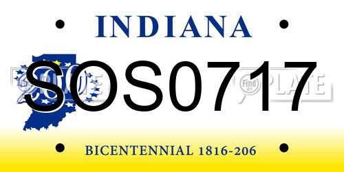 SOS0717 Indiana License Plate
