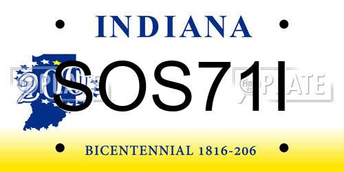 SOS71I Indiana License Plate
