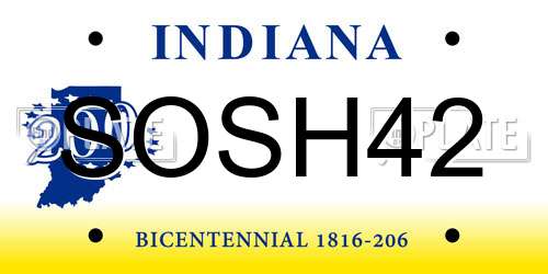SOSH42 Indiana License Plate