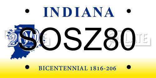 SOSZ80 Indiana License Plate