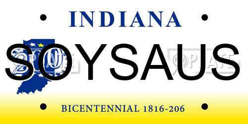 SOYSAUS Indiana License Plate