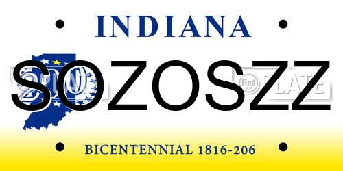 SOZOSZZ Indiana License Plate