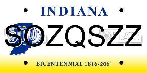 SOZQSZZ Indiana License Plate