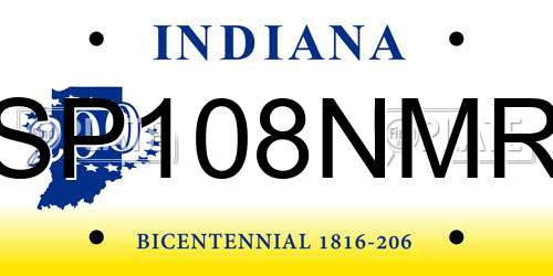 SP108NMR Indiana License Plate