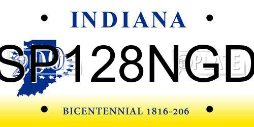SP128NGD Indiana License Plate