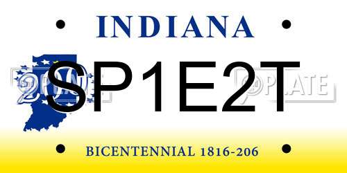 SP1E2T Indiana License Plate
