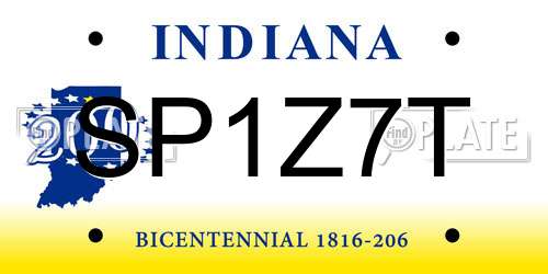 SP1Z7T Indiana License Plate